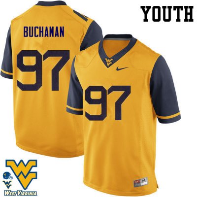 Youth West Virginia Mountaineers NCAA #97 Daniel Buchanan Gold Authentic Nike Stitched College Football Jersey IV15J13SG